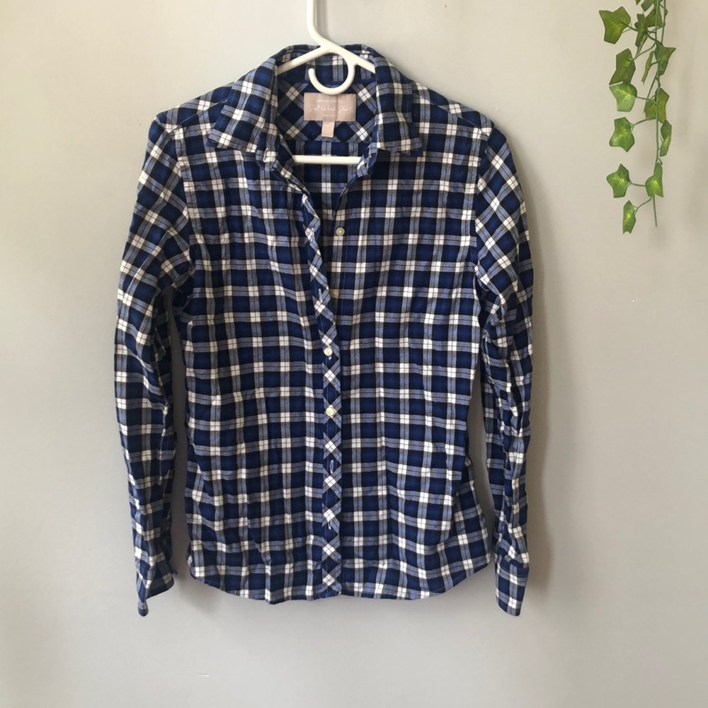 Blue plaid button down from Banana Republic